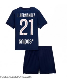 Günstige Paris Saint-Germain Lucas Hernandez #21 Heimtrikotsatz Kinder 2025-26 Kurzarm (+ Kurze Hosen)